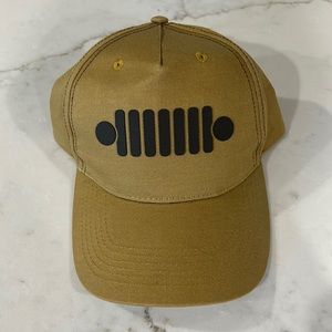 Jeep grille unisex ball cap; tan w/brown logo